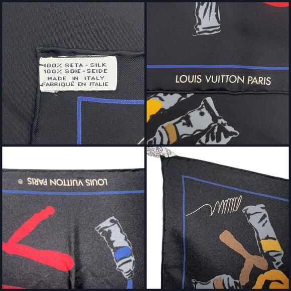 Louis Vuitton 33” Silk Scarf Paint Pattern Black W/Box LV Paint Tube Scarf - Picture 13 of 16